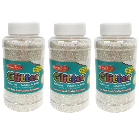 Charles Leonard Creative Arts Glitter, 1 lb. Bottle, Iridescent, PK3 41175